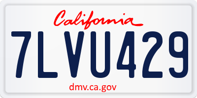 CA license plate 7LVU429