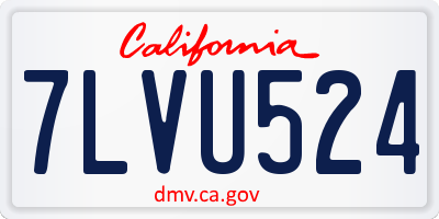 CA license plate 7LVU524