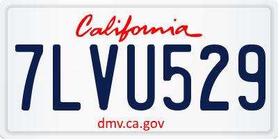 CA license plate 7LVU529