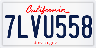 CA license plate 7LVU558