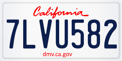 CA license plate 7LVU582