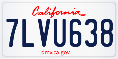CA license plate 7LVU638