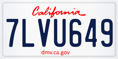 CA license plate 7LVU649
