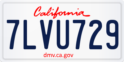 CA license plate 7LVU729