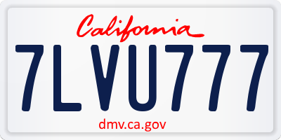 CA license plate 7LVU777