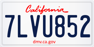 CA license plate 7LVU852