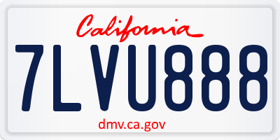 CA license plate 7LVU888