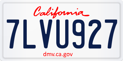 CA license plate 7LVU927
