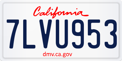 CA license plate 7LVU953
