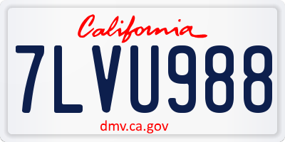 CA license plate 7LVU988