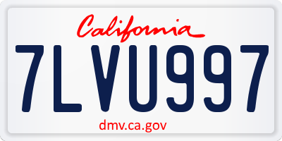 CA license plate 7LVU997
