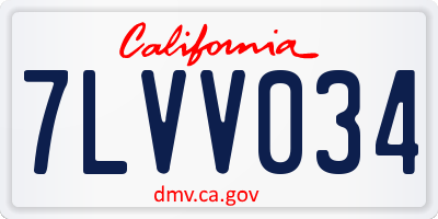 CA license plate 7LVV034