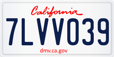 CA license plate 7LVV039