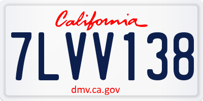 CA license plate 7LVV138