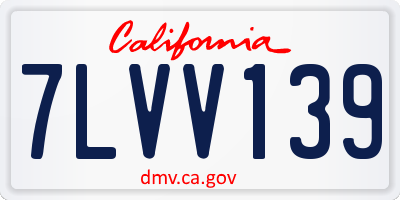 CA license plate 7LVV139