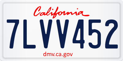 CA license plate 7LVV452