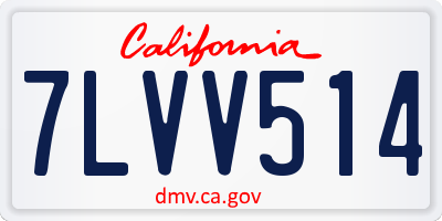 CA license plate 7LVV514