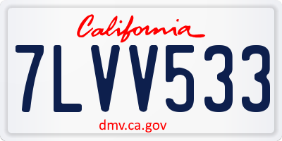 CA license plate 7LVV533