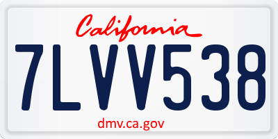 CA license plate 7LVV538