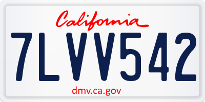 CA license plate 7LVV542