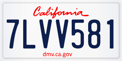 CA license plate 7LVV581