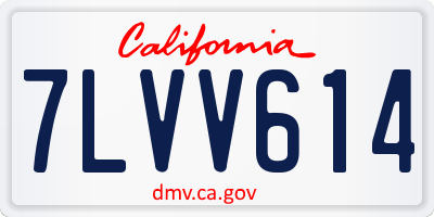 CA license plate 7LVV614