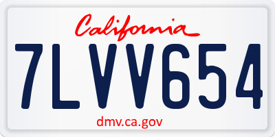 CA license plate 7LVV654
