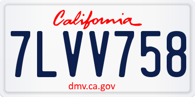 CA license plate 7LVV758