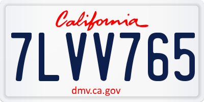 CA license plate 7LVV765