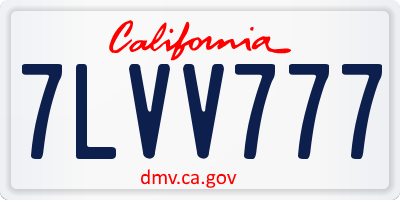 CA license plate 7LVV777