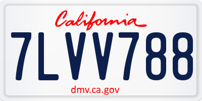 CA license plate 7LVV788