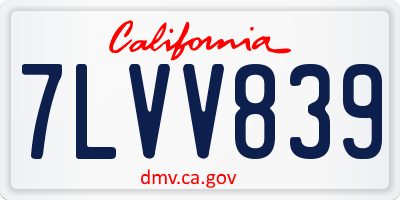 CA license plate 7LVV839