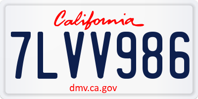 CA license plate 7LVV986