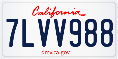 CA license plate 7LVV988