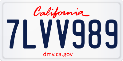 CA license plate 7LVV989