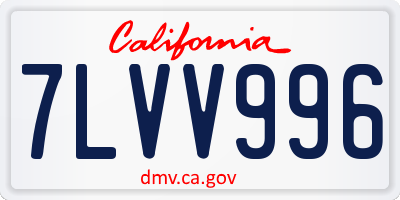 CA license plate 7LVV996