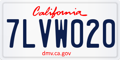 CA license plate 7LVW020