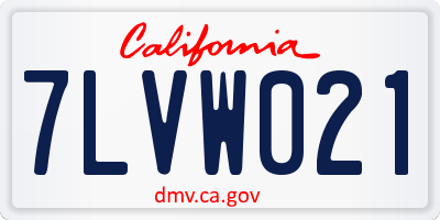 CA license plate 7LVW021