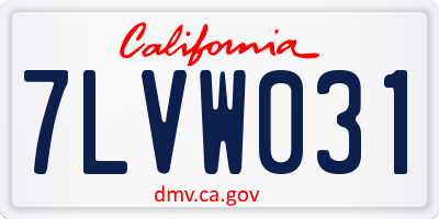 CA license plate 7LVW031