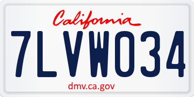 CA license plate 7LVW034