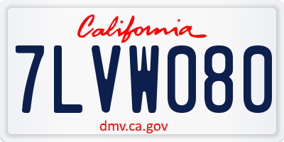 CA license plate 7LVW080