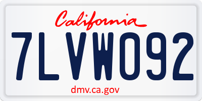 CA license plate 7LVW092