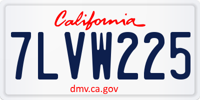 CA license plate 7LVW225