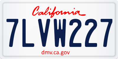 CA license plate 7LVW227