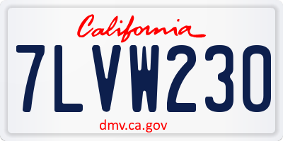 CA license plate 7LVW230