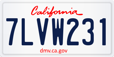 CA license plate 7LVW231