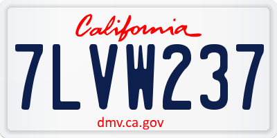 CA license plate 7LVW237