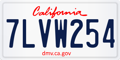 CA license plate 7LVW254