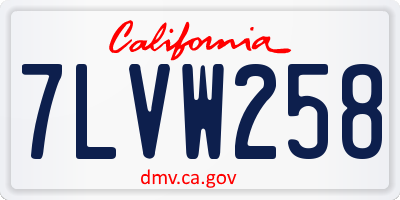 CA license plate 7LVW258