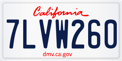 CA license plate 7LVW260